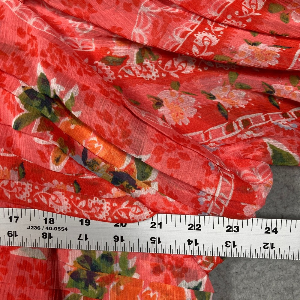 Coral Floral Puff-Sleeve Midi Dress - Picture 3 of 9